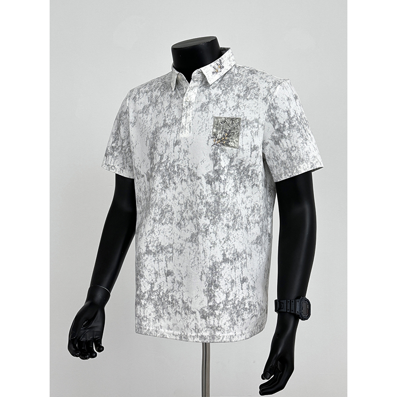 25夏新高品质男风满天星刺绣polo短袖T假模705-T005-P48无差价，男装Polo衫，星座705