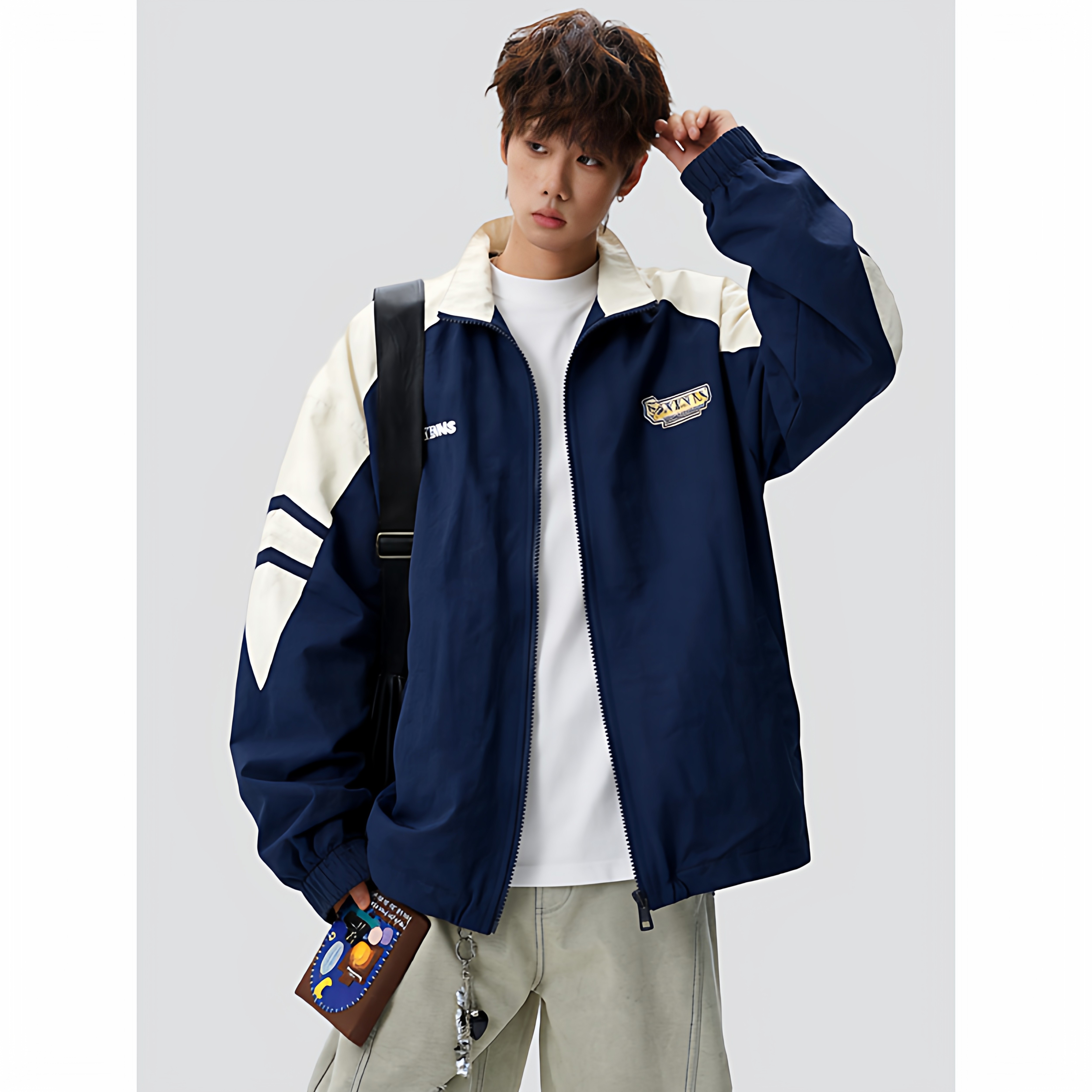 26春山系拼接撞色立领夹克男士春秋潮牌百搭外套705-JK5903-特P63，男装夹克，星座705