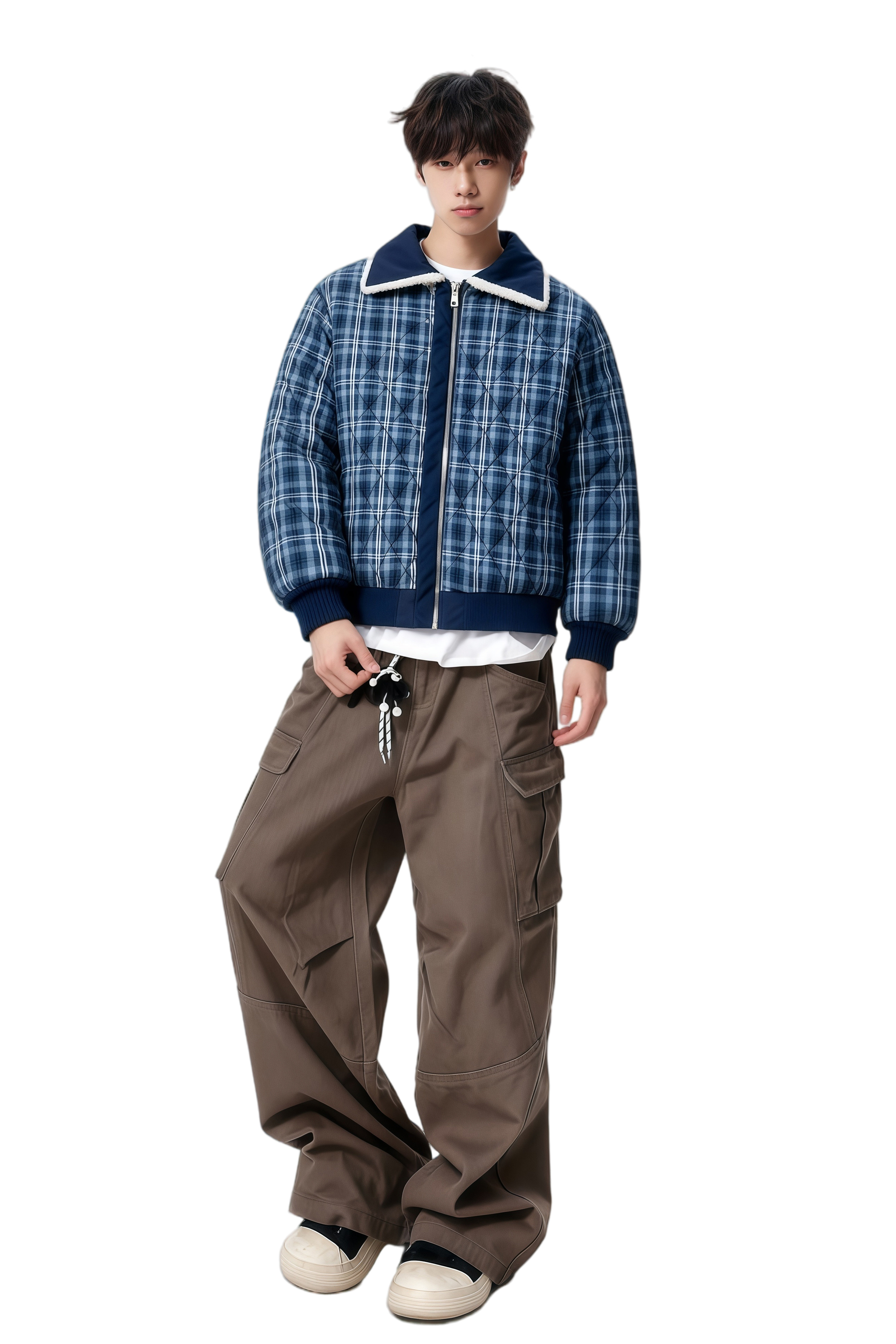 25新双面穿羊羔毛毛领加厚棉服外套男冬季美式刺绣特批M3698-P98,男装棉衣,星座705