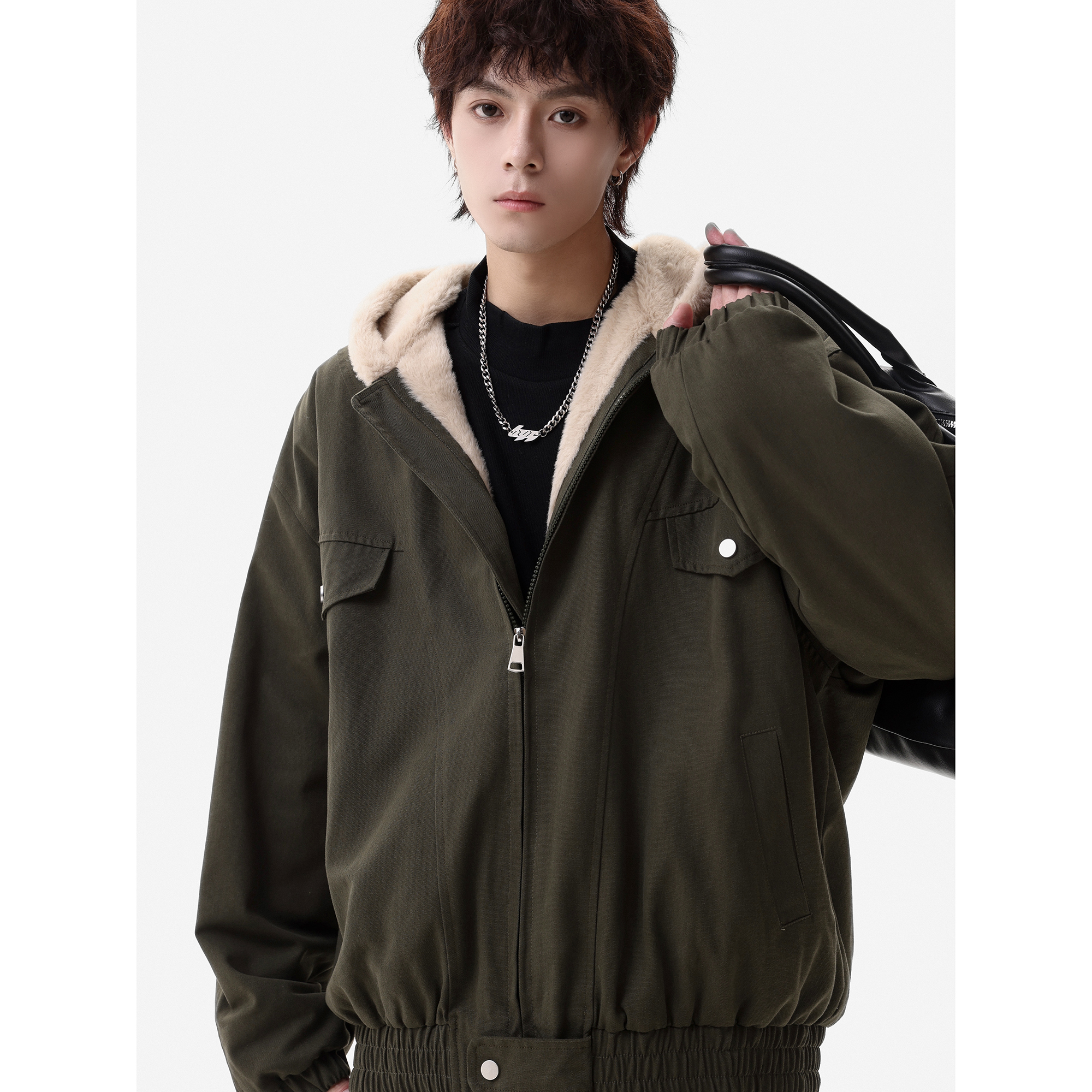 25冬新款潮美式连帽座山雕内里全毛加厚保暖外套705-M75-P118，男装棉衣，星座705
