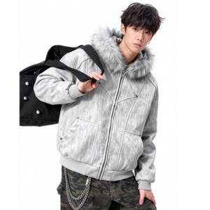 25冬座山雕加绒加厚连帽毛领式扎染棉服复古美特批705-W3692-P100图片