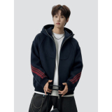 26春季重磅美式连帽卫衣夹克潮流复古撞色条纹开衫705-W8861-P65，男装夹克，星座705