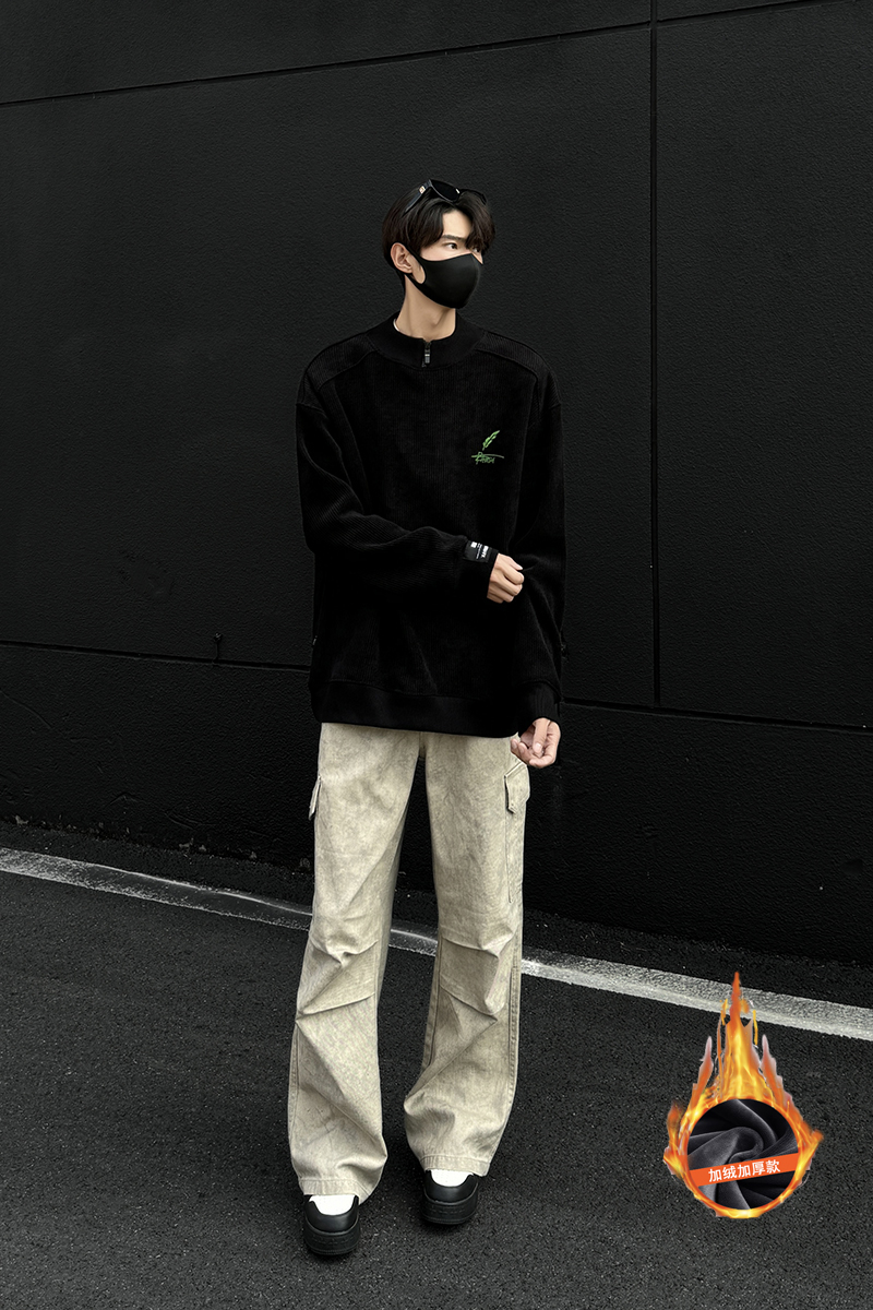 25现货冬无差价抖音得物品质拉链领口加绒加厚卫衣705-WY602-P58，男装卫衣，星座705