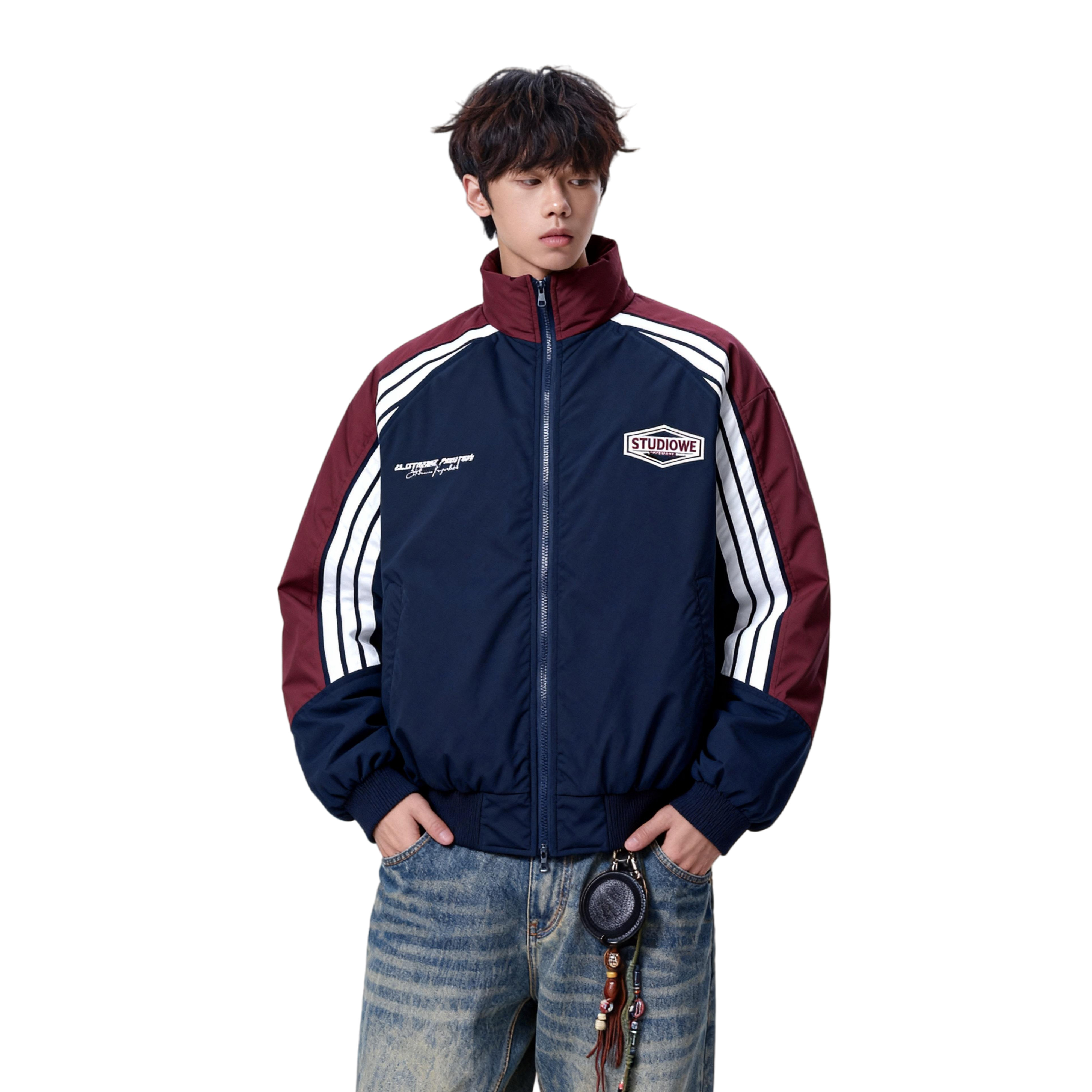 25新潮牌美式撞色拼接加棉加厚立领棉服男女保暖特批M3700-P100,男装棉衣,星座705