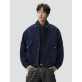 26春新款美式纯色巴恩风假两件翻领休闲夹克外套705-W5885-P78，男装夹克，星座705