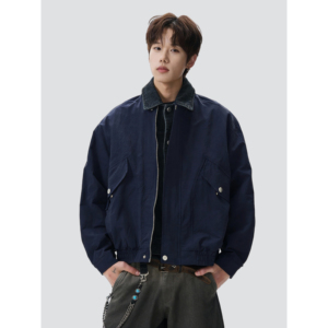 26春新款美式纯色巴恩风假两件翻领休闲夹克外套 705-W5885-P78，男装夹克，星座705