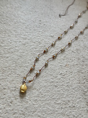 AIHPOS 索壹陆925银小鱼拉长石橙石榴黄水晶项链