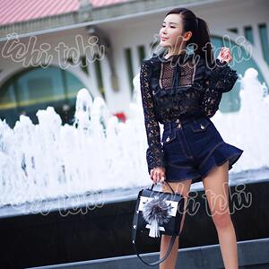 TchiTchi Cross Bag流苏娃娃五角星肩带黑色斜挎包Jamie Chua同款