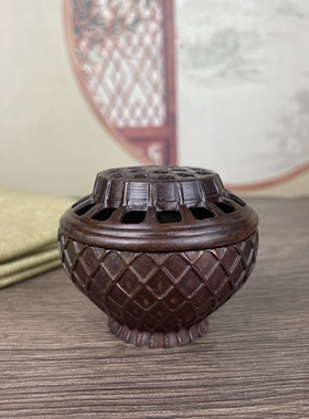 古玩杂项收藏鱼篓香炉摆件家居办公室桌面创意装饰品熏香炉