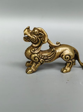 仿古工艺品茶宠茶具小摆件铜合金老龙貔貅铜器手把件古玩收藏摆件