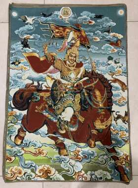 古玩杂项旧藏唐卡格萨尔王挂画装饰画客厅书房茶室挂画