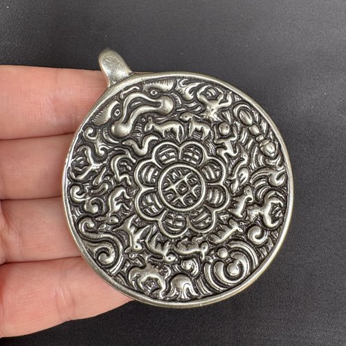 古玩杂项旧藏天铁九宫八卦牌挂件仿古铜器收藏品家居装饰品