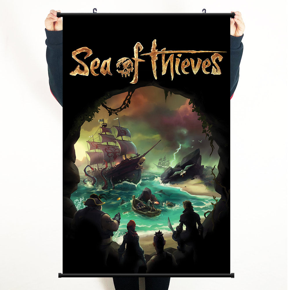 盗贼之海游戏海报挂画 布质防水卷轴画卧室寝室装饰画墙画画报