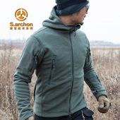 冬季 带帽战术保暖外套冲锋衣内胆 户外连帽抓绒衣男双面摇粒绒开衫