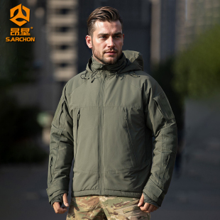 昂垦户外战术ol棉服男士 防风耐磨连帽棉衣保暖加厚多口袋外套 冬季