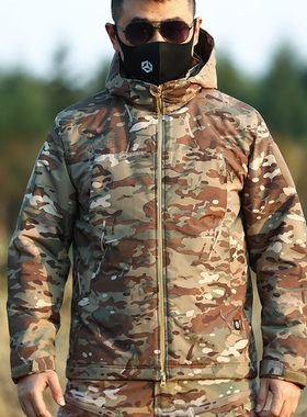 昂垦冬季户外战术棉服加厚保暖冲锋衣连帽多口袋登山石墨烯外套