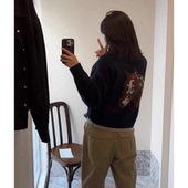 nic30深蓝色针织开衫 秒发 重工小马提花毛衣外套韩国25冬urb 女