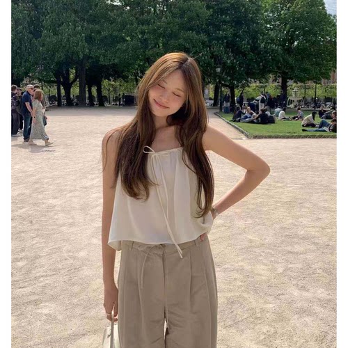 ounce甜妹天菜韩国2026夏季新款性感露背宽松显瘦系带吊带背心女