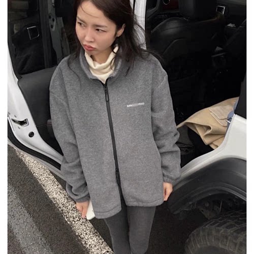 秒发！韩国25秋冬smooth*ood慵懒休闲百搭气质立领拉链摇粒绒外套