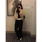 秒发 女 ein蕾丝双层腰围阔腿休闲裤 小众设计感2026新款 韩国lep