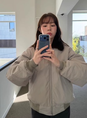 陆续！李真和同款韩国2025冬not*ing written毛领棉服夹克外套女