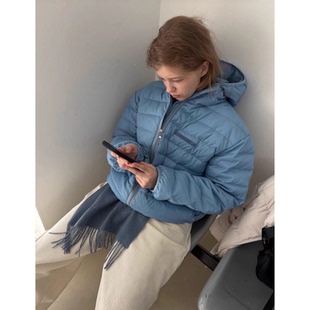 拉链轻薄连帽排骨羽绒服女 d鹅绒90短款 陆续 韩国2025冬smoothmo