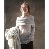 现货 女 韩国fletta立体花朵一字肩针织衫 纯欲设计感2026春季 新款