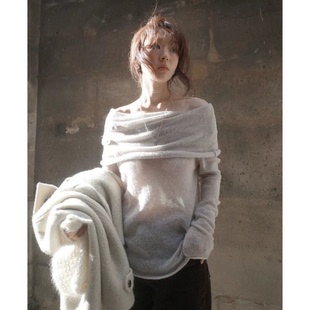 韩国fletta立体花朵一字肩针织衫 新款 女 纯欲设计感2026春季 现货