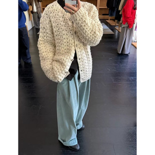 dal细线双褶休闲长裤 女韩国25冬moo 子 浅色系灯芯绒阔腿裤 陆续