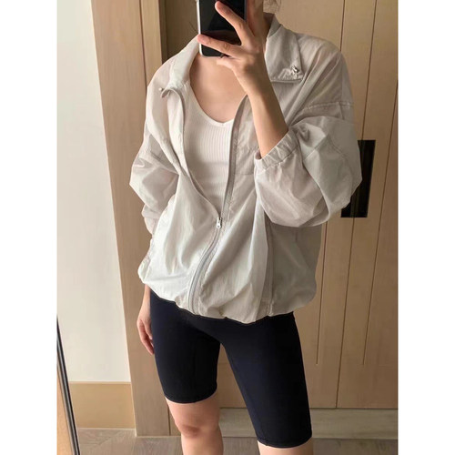 现货！韩国OUNCE宽松休闲简约小立领抽绳下摆夏日轻薄防晒外套女