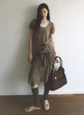 秒发！甜心少女不规则蕾丝拼接半身裙韩国bad*lue春季新款中长裙