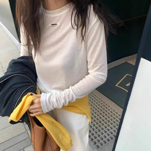 2026早春新款 T恤 韩国underson万能搭子洋气字母小标天丝羊毛长袖