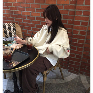 现货！美式复古翻领拉链外套26春新品韩国通勤字母刺绣工装夹克女