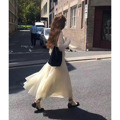 现货！仙气飘飘韩国26新款OUNCE气质百搭高级感显瘦褶皱半身裙女