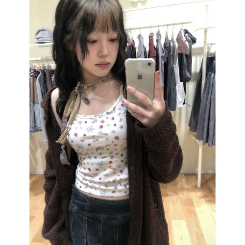 甜辣风天花板coyseio碎花小吊带韩国新款修身百搭印花背心