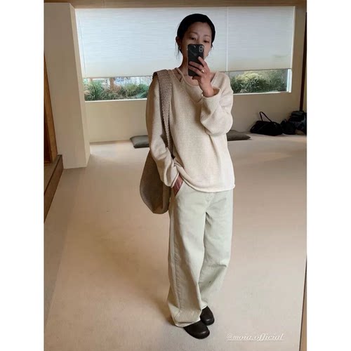 秒发！休闲简约纯色牛仔裤女26春夏季新款韩国m*ia显瘦直筒长裤子