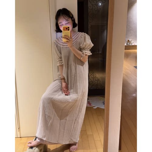 fletta韩系宫廷风泡泡袖连衣裙东大门2026夏季新款薄纱拼接长裙女