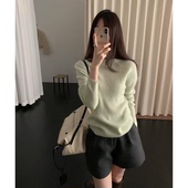 大衣伴侣韩国26冬100羊毛堆堆领纯色百搭内搭针织打底衫 女