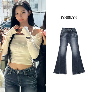 复古水洗显瘦微喇牛仔裤 韩国设计师柳智敏同款 新款 2026春季