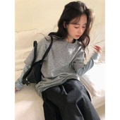 秒发 简约纯色叠穿圆领上衣女 韩国2026新款 Baby酱卷边短袖 针织衫