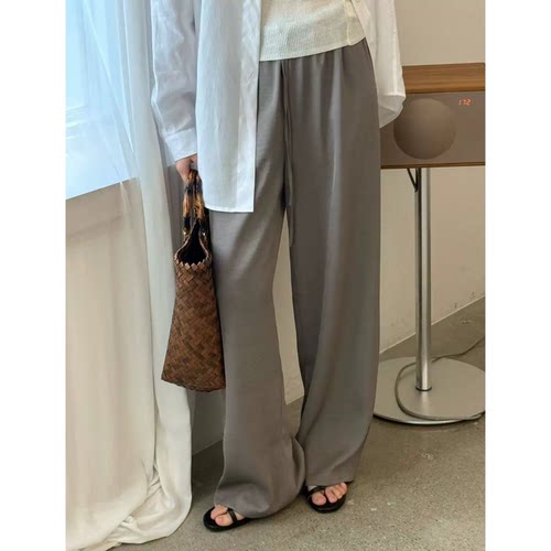 慵懒风垂感清凉休闲裤女韩国东大门2026夏新款宽松显瘦阔腿长裤子