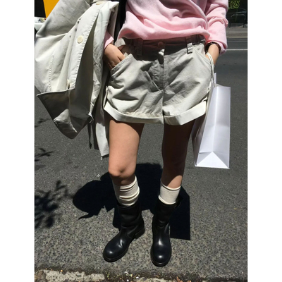 秒发！26夏季新款韩国呼吸家breathe直筒工装风卷边短裤热裤女