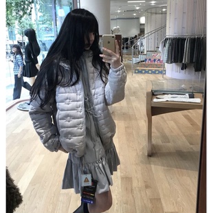 陆续 拉链排骨棉衣女 复古星星图案夹棉连帽棉服外套韩国25冬新款