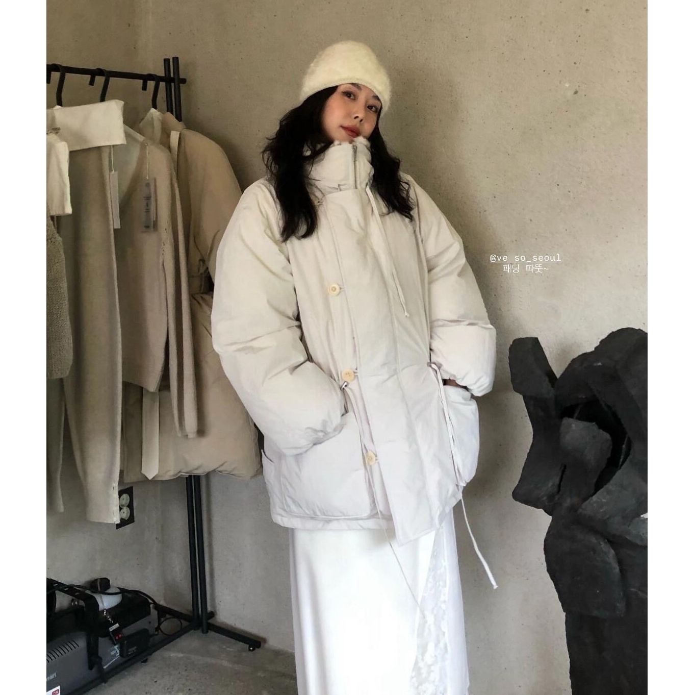 陆续！复古毛领派克服韩国设计师25冬新款ve*so保暖立领羽绒服女