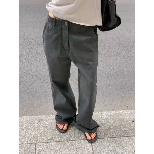通勤OL风OUNCE纯色高腰长裤韩国26秋季新款休闲百搭显瘦直筒裤女