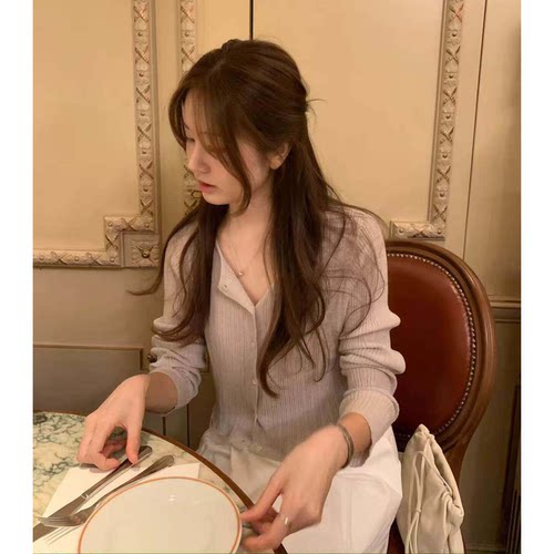 现货！ounce亚麻针织开衫韩国26夏季新款修身显瘦微透防晒外套女