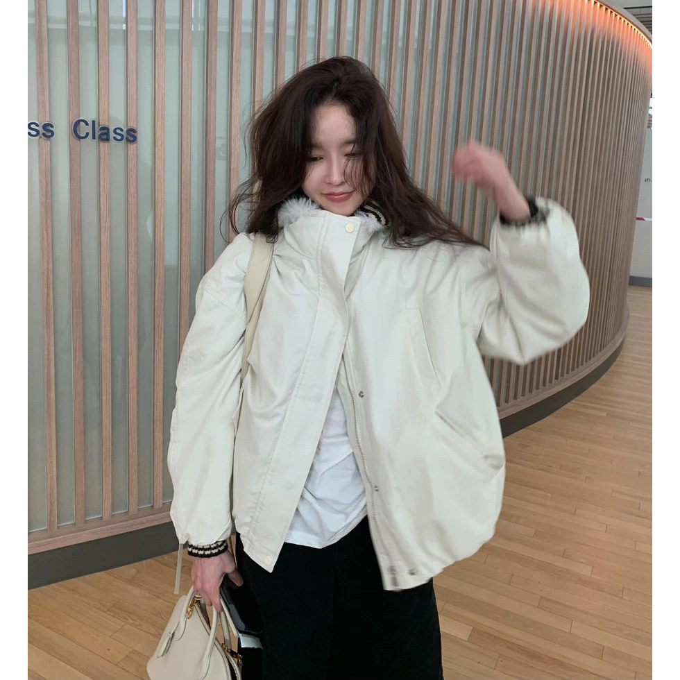 秒发！baby酱同款立领派克服2026韩国毛毛内胆防风保暖夹克外套女,女装/女士精品,棉衣/棉服,淘宝优惠券,粉丝福利购,淘宝优惠卷