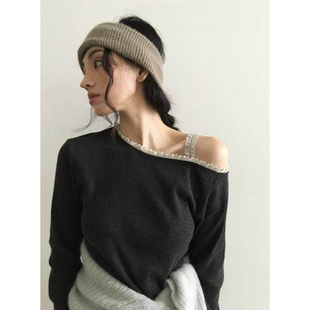 r褶皱花边不对称露肩T恤女 Chapt 秒发 小众设计感2026春韩国By