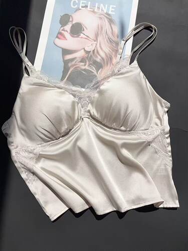 3662春夏桑蚕丝美背文胸吊带 凉快透气桑蚕丝美背吊带文胸一体