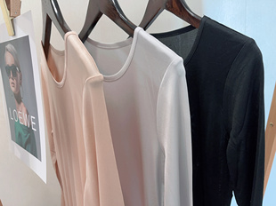 舒适保湿 T恤双面绸真丝打底衫 双面绸圆领100%桑蚕丝圆领长袖 251